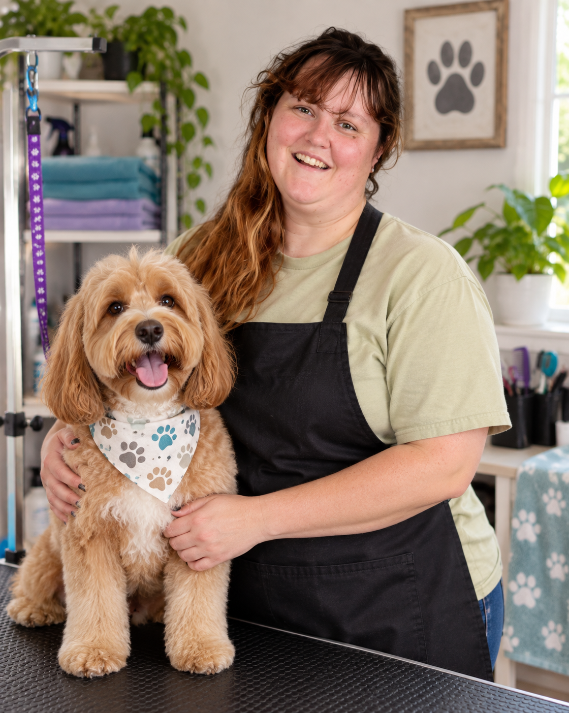 Portrait of Ceara smiling with a dog